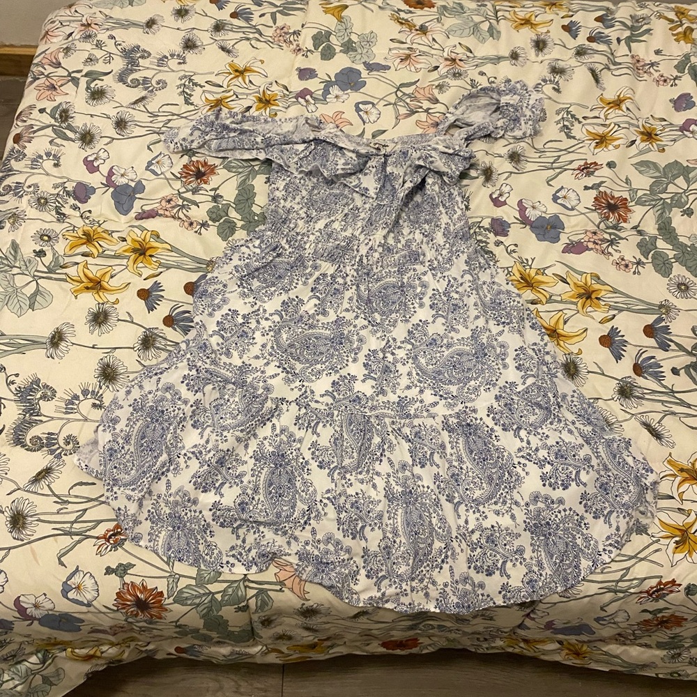 Blue Paisley Ruffle Mini Dress - Lightweight Summer Style